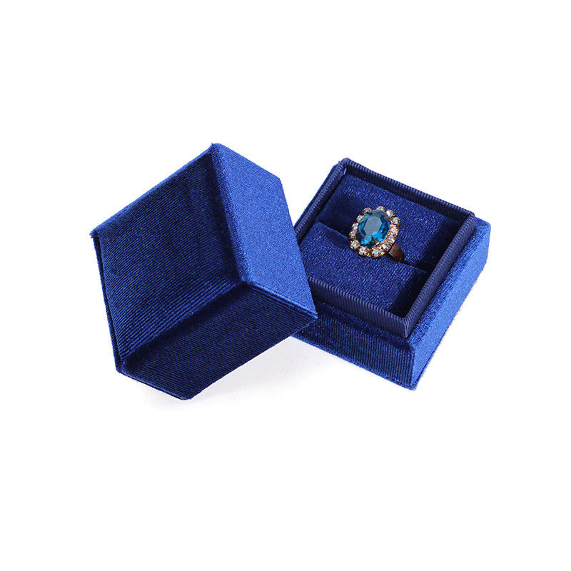Hanhong Luxury Customized Blue Square Ring Storage Box na papier zaręczynowy ślubny