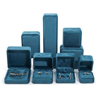 Luxury Jewellery Box high end Blue Velvet Jewelry Box do bransoletki pierścionek kolczyk