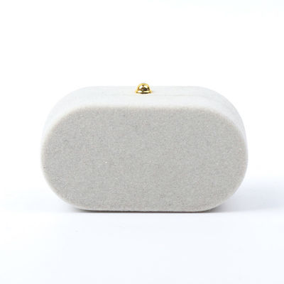 Luxury Jewelry Box Personalized Custom Gray Velvet Jewelry Packaging Wedding Engagement Dwukrotny pierścień
